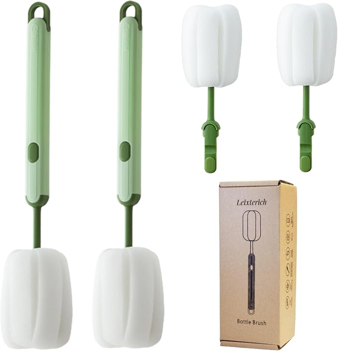 Bottle Brush Long Handle Cup Cleaner Brush Sponge Bottle Scrubber Detachable by Unknown