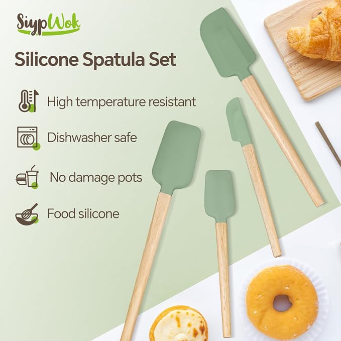 Silicone Spatula Set, Food Grade Rubber Spatula-4 Piece Nonstick Rubber Spatulas - Image 5