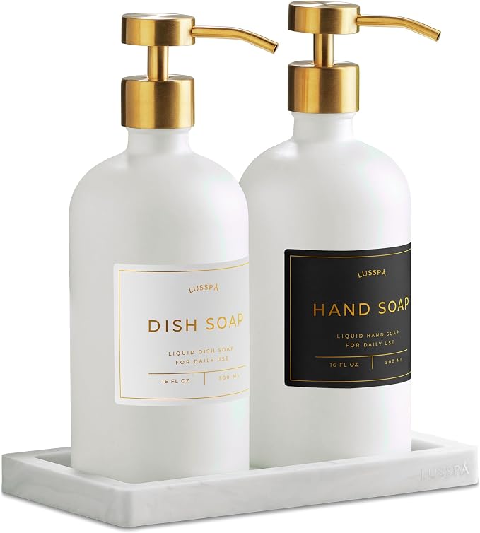 Glass Soap Dispenser Set of 2 by Unknown