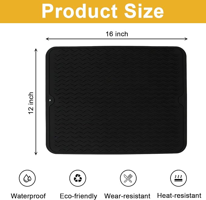Silicone Dish Drying Mat for Kitchen Counter Eco-Friendly Fast Dry Dish Mat - Image 3
