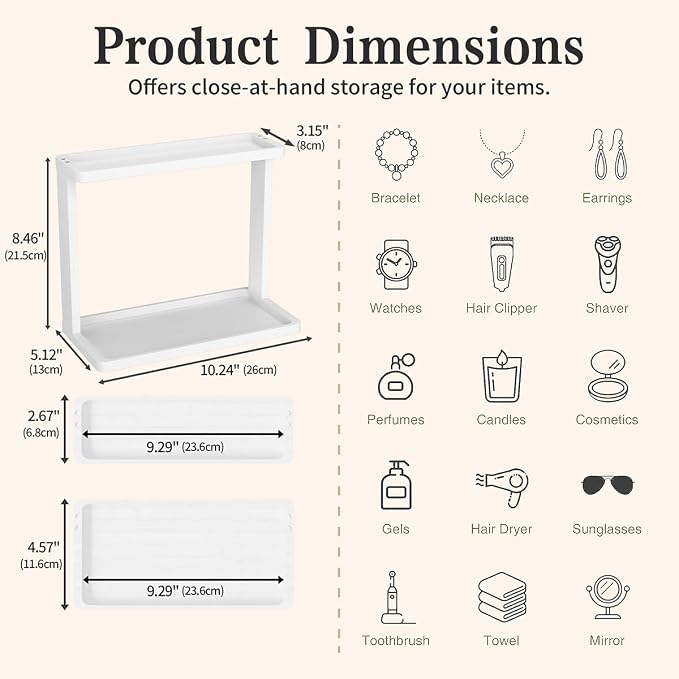 PEKER Bamboo Bathroom Organizer Countertop – Small Vanity Storage Shelf - Image 3