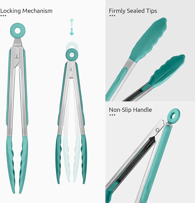 600ºF Heat Resistant Kitchen Tongs: U-Taste 9 inch Silicone Cooking Tong - Image 6