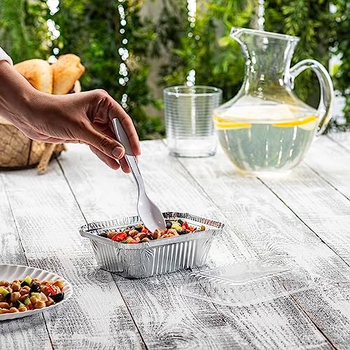 GUSTO 1 lb Disposable Aluminum Foil Takeout Pans with Clear Dome Lids