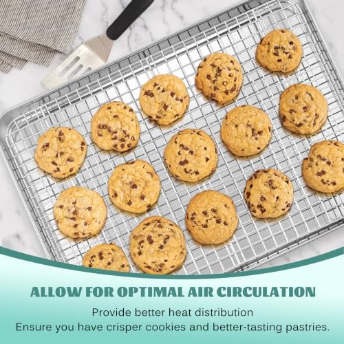 E-far 20x14 Large Baking Sheet with Wire Rack Set, 2 Pans + 2 Bacon