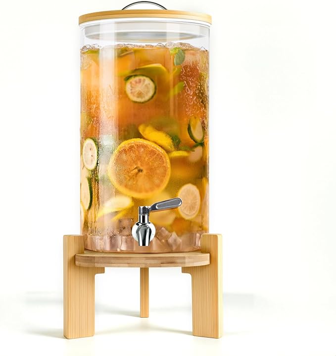 Beverage Dispenser 2.9 Gallon, Glass Drink Dispenser by Unknown