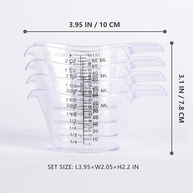 4 Pack Small Measuring Cups, 2oz/60ml Mini Measuring Cup - Image 4