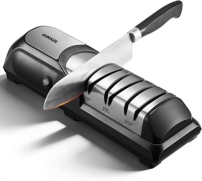 Kitchen Professional Electric Knife Sharpener: 3-Stage 100% Diamond Abrasives by GIRSZL