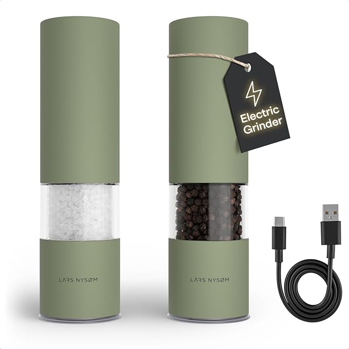 LARS NYSØM Electric Salt and Pepper Grinder Set I Automatic Salt and Pepper by LN