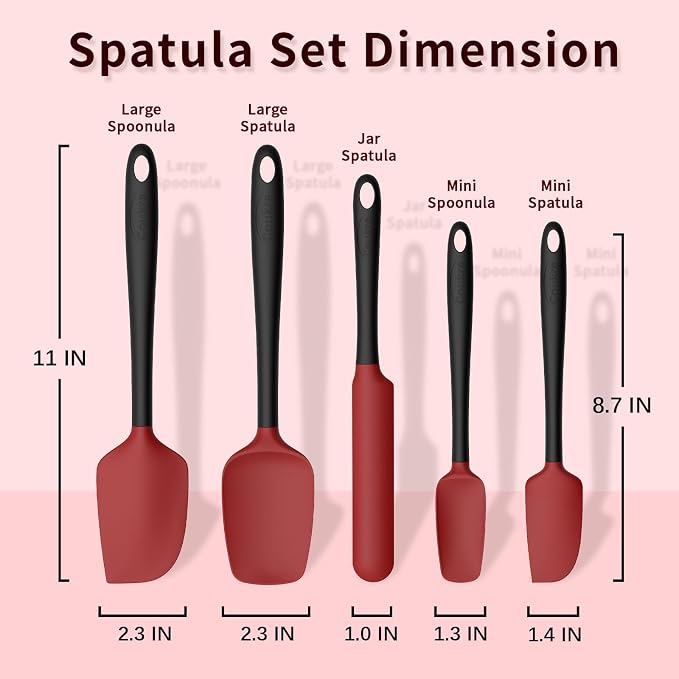 Coukre Silicone Spatula Set of 5, High Temperature Resistant, Food Grade - Image 2