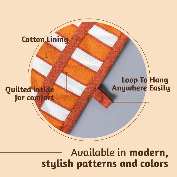 Folkulture Pot Holders for Kitchen | Pack of 2 Ribbed Soft Silicone Hot Pads - Image 3