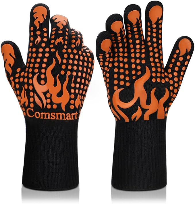Comsmart BBQ Gloves, 1472°F Heat Resistant Grilling Gloves Silicone Non-Slip by Comsmart