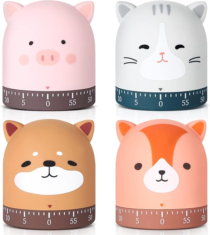 Queekay 4 Pcs Kitchen Cooking Timer Animal Mechanical Timer 60 Minute Wind up by Queekay