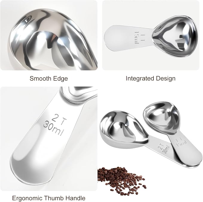 2Pcs Coffee Scoops, Premium 18/8 Stainless Steel Coffee Spoons, Tea and Powder - Image 6