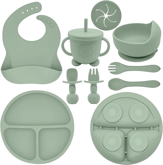 Silicone Baby Feeding Set | Baby Led Weaning Supplies Includes Suction Bowls by Munlinder