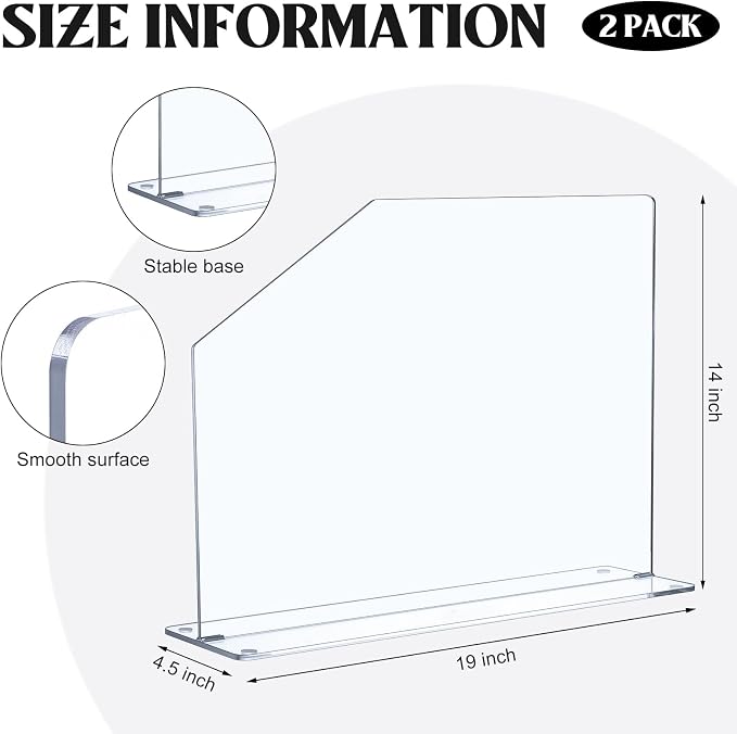 Vesici 2 Pcs Clear Acrylic Sink Splash Guard Freestanding Panel Barrier - Image 2