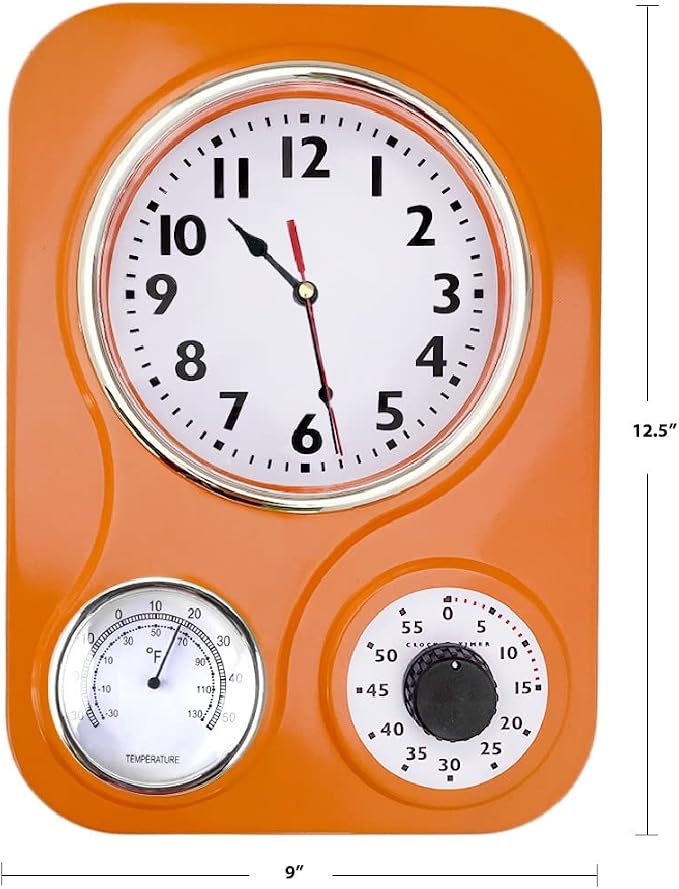 Lily's Home - 9.5 Inch x 12.5 Inch - Retro Kitchen Wall Clock, Vintage Wall - Image 7
