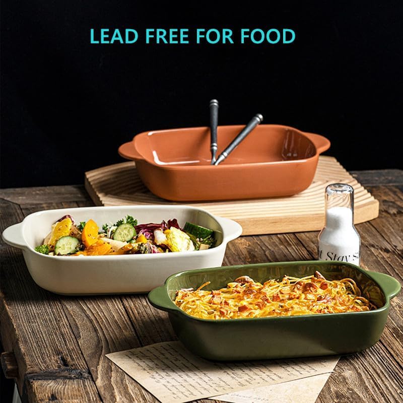 Ceramic Casserole Dish with Lid,33oz Covered Rectangular Baking Dish