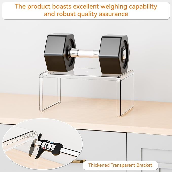 Yieach 4 Pack Acrylic Cabinet Organizer, 2 Tier Stackable Shelves - Image 4