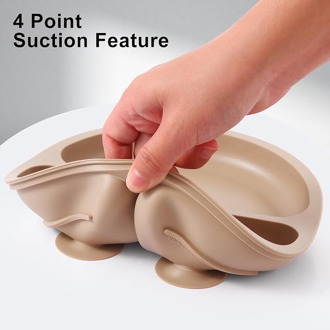 Eascrozn Silicone Baby Feeding Set, 2 Pack Divided Baby Plates - Image 5