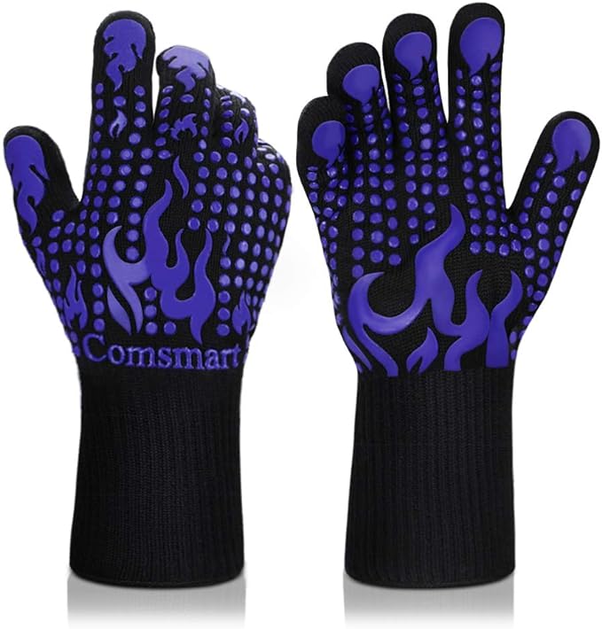 Comsmart BBQ Gloves, 1472 Degree F Heat Resistant Grilling Gloves Silicone by Comsmart