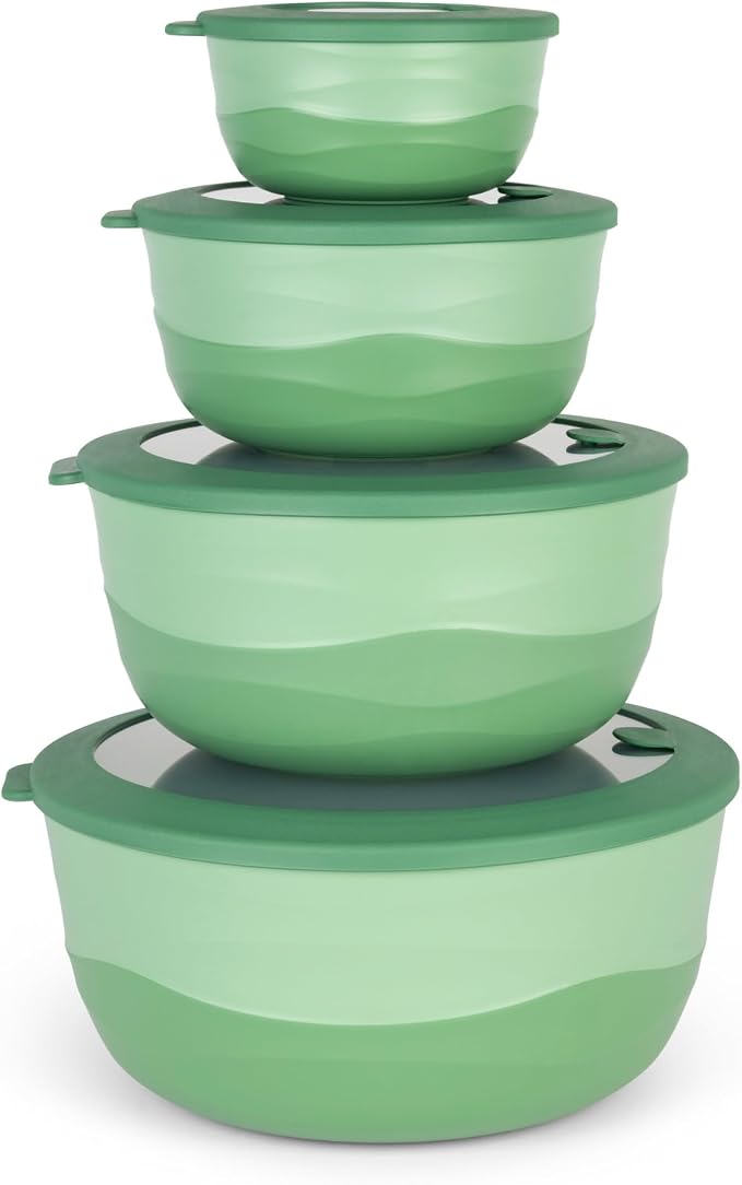 Pera Mixing Bowls with Lids Set, 8 Piece, BPA Free Nesting Kitchen Bowl Set by Unknown