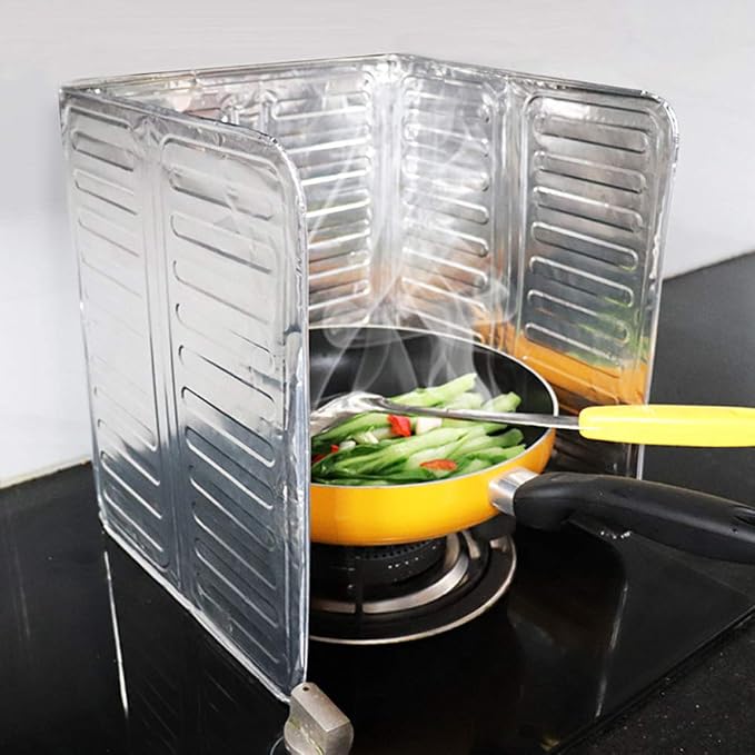Hztyyier 3 Sided Oil Proof Aluminum Foil Splatter Guard Foldable Heat Insulation - Image 5
