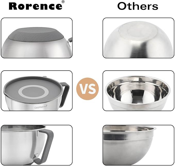 Rorence Mixing Bowls Set: Stainless Steel Non-Slip Bowls - Image 6