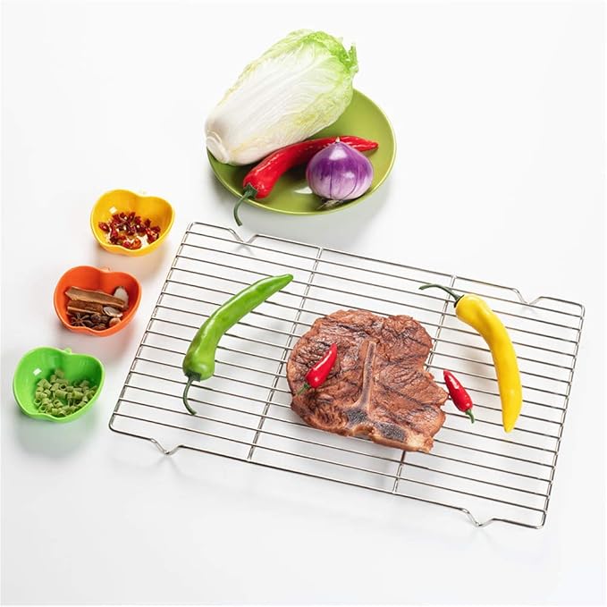 Oven Roasting Rack 11 x 15.4 inch Rectangle Baking Cooling Steaming Grilling - Image 6