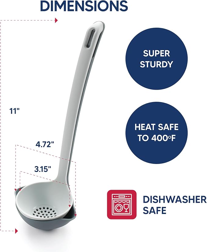 HIC Kitchen 2-in-1 Straining Ladle, Super Strong and Heat Safe - Image 4