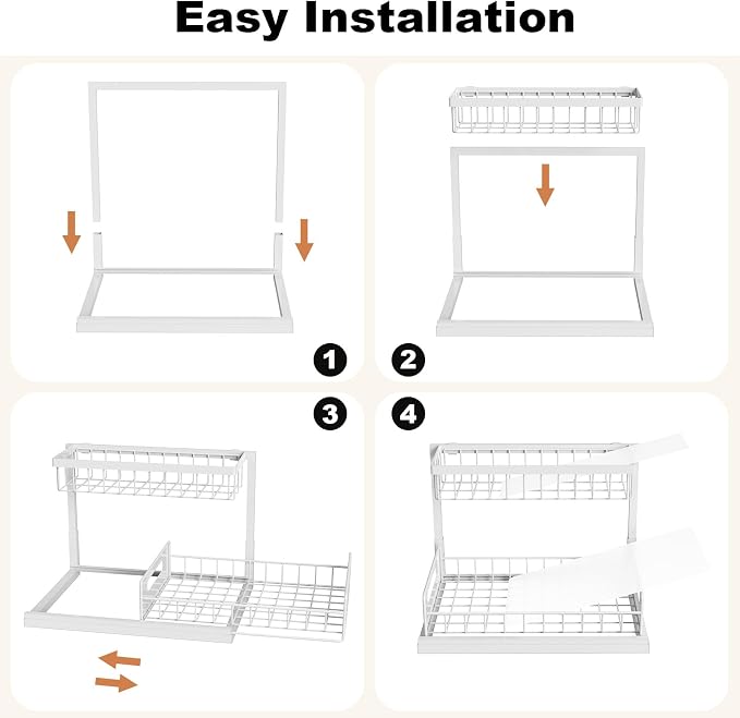 REALINN Under Sink Organizer, Pull Out Cabinet Organizer, 2 Tier Metal Slide - Image 7