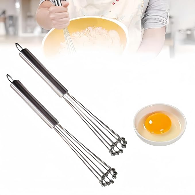 2 Pieces 10.23inch Stainless Steel Ball Whisks, Durable Manual Egg Beater - Image 2