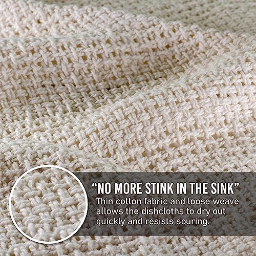 Old Fashion 100% Cotton Dishcloths - Set of 4 Mixed Colors - 4 Natural