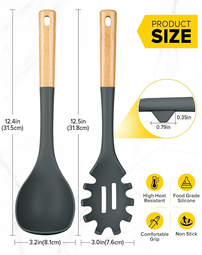 Silicone Soup Ladle and Spaghetti Spoon Set - Image 3