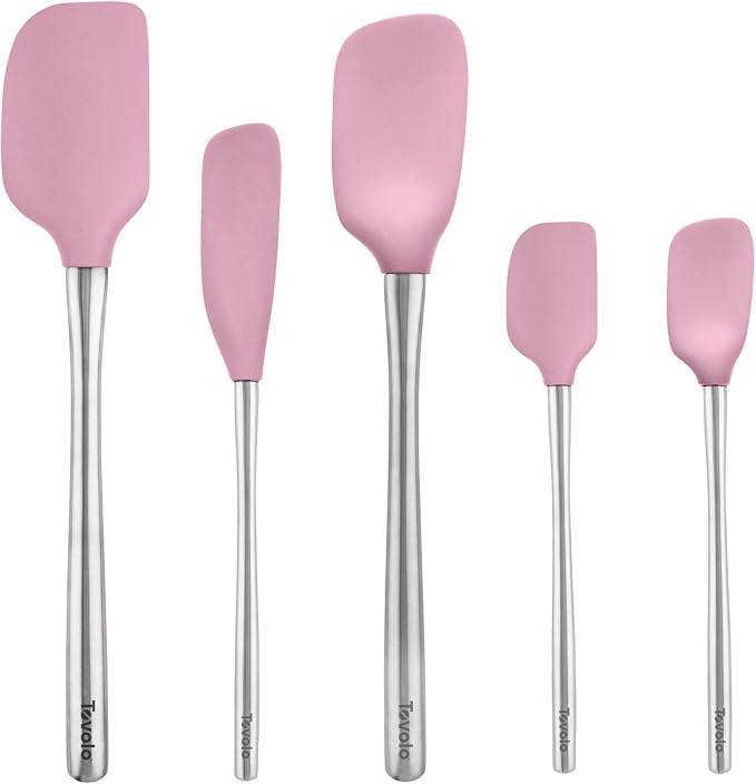 Tovolo Stainless Steel Handled Silicone Spatula Set of 5 Pink Sorbet, by Tovolo