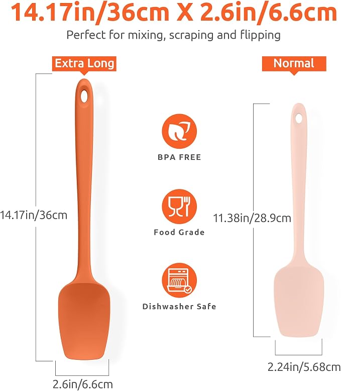 U-Taste Extra-Long 600ºF Heat Resistant Spatula Spoon: 14" Silicone Spoonula - Image 2
