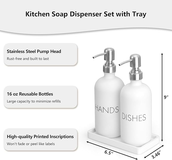 White Dish and Hand Soap Dispenser Set - Image 2