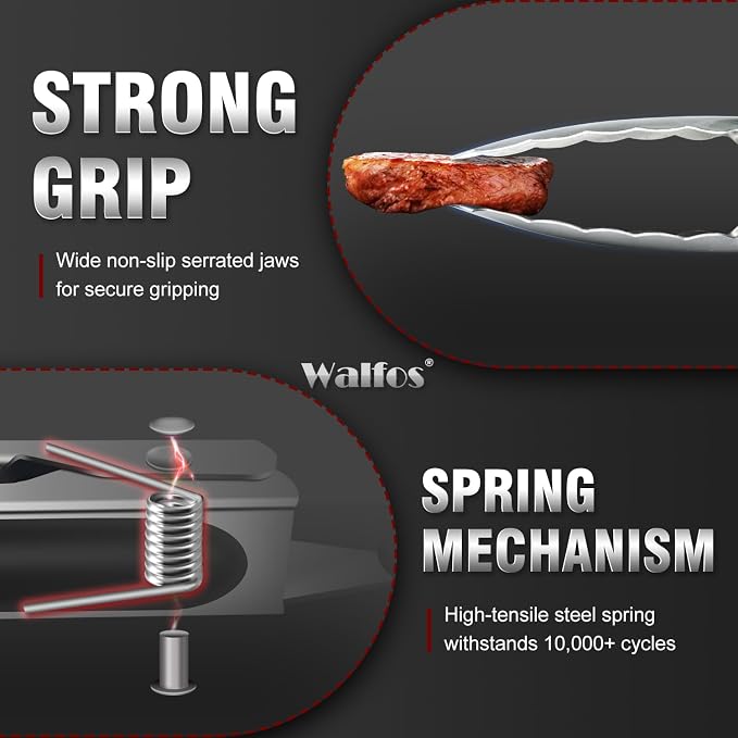 Walfos 17 Inch Extra Long Grill Tongs, Ultimate Stainless Steel BBQ Tongs - Image 5