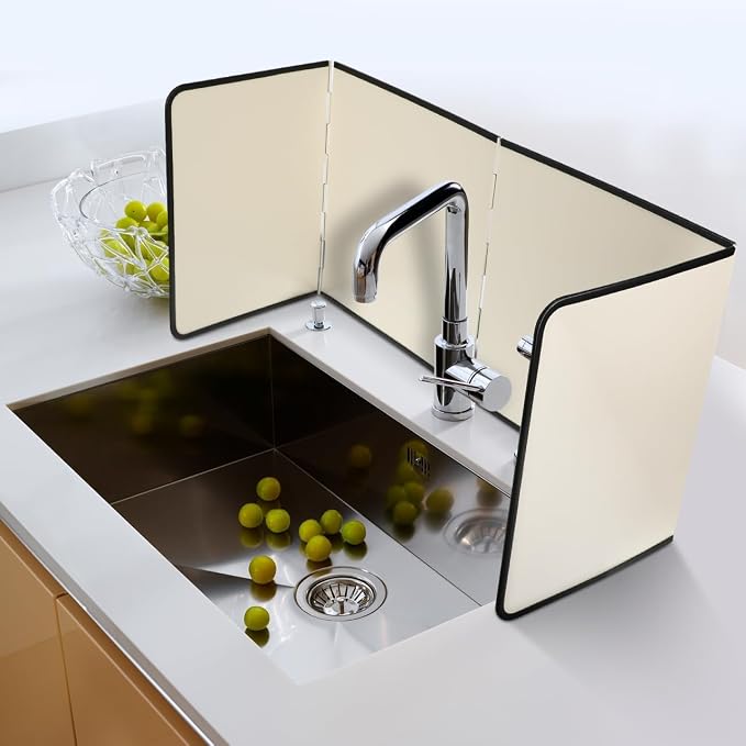 4 Sided Beige Splatter Guard Foldable Stainless Steel Stove Splash Guard Oil - Image 4
