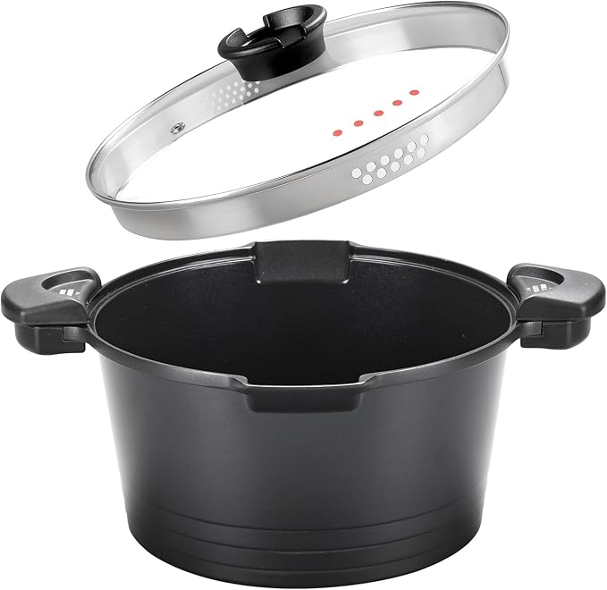 8.5qt Pasta Pot with Strainer Lid, Cast Aluminum Stockpot Multipot, Nonstick - Image 8