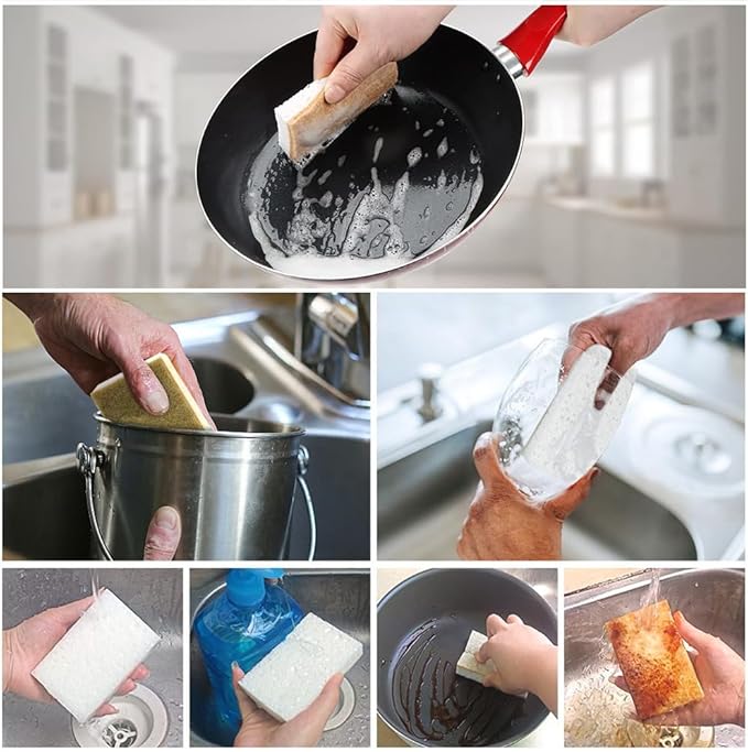 Natural Kitchen Sponge Compostable Kitchen Sponges Cellulose and Coconut - Image 3