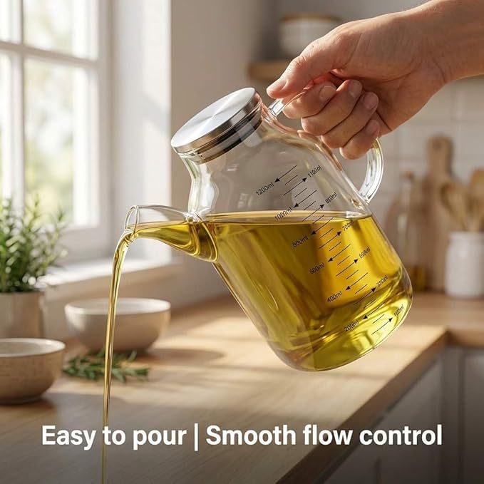 QWORK 1200ML/40Oz Large Glass Cooking Oil Bottle - Image 3