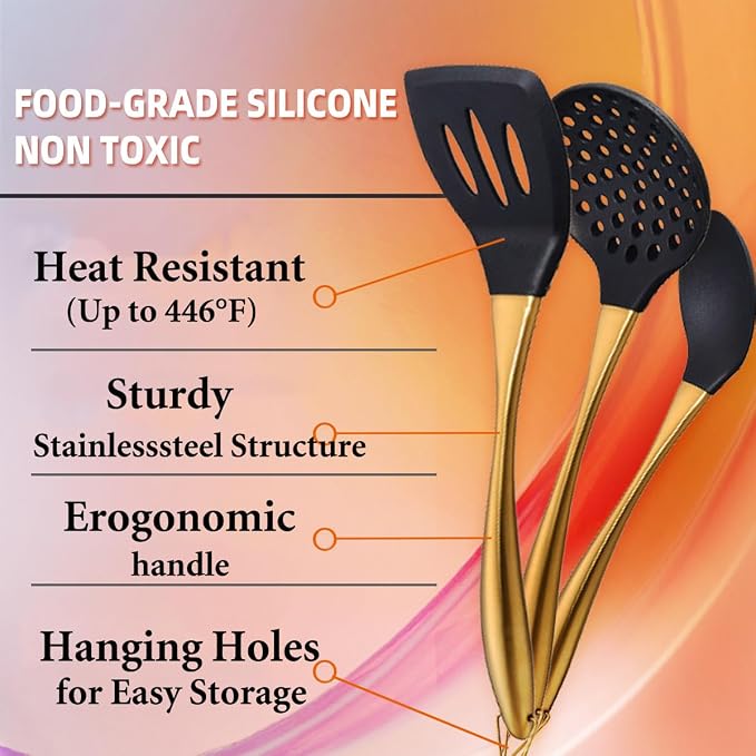 Kitchen Utensils Set, Large Non-stick Silicone Cooking Utensils Set 6 Pcs - Image 5