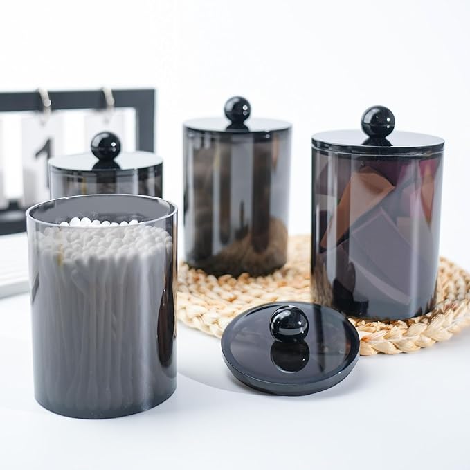 XIPENGKEJI 6 Pack Qtip Holder, Canister Apothecary Jar Set, Bathroom Jars - Image 5