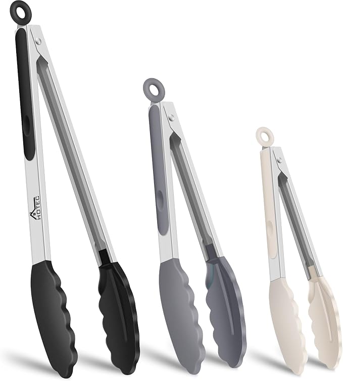 HOTEC Premium Stainless Steel Locking Kitchen Tongs by Hotec
