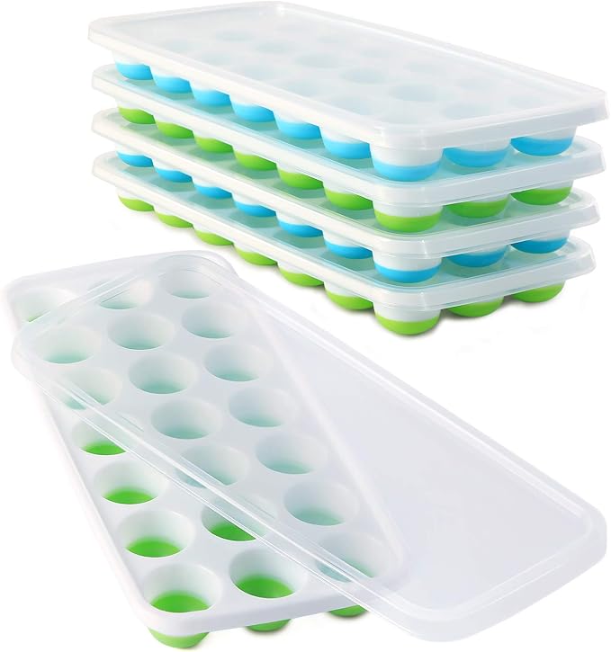 Ice Cube Trays with Lids BPA Free, 4 Pack Easy Release Silicone Ice Cube Trays by Select4U