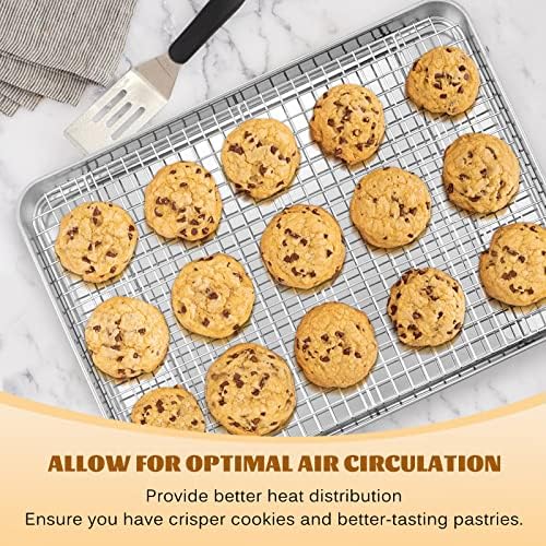 Half Sheet Baking Pan with Rack Set, E-far 18”x13” Cookie Sheet for