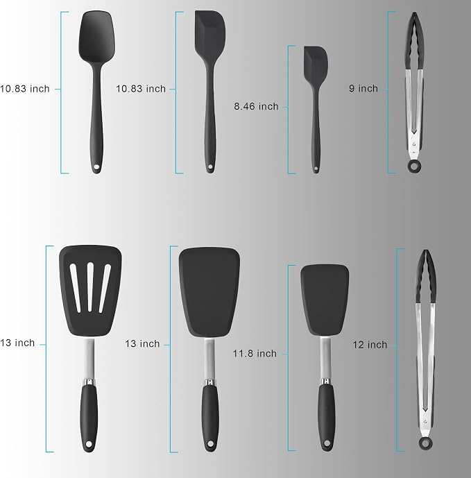 Silicone Spatulas Set Turners Tongs Cooking Utensils Set High Heat Resistant - Image 2