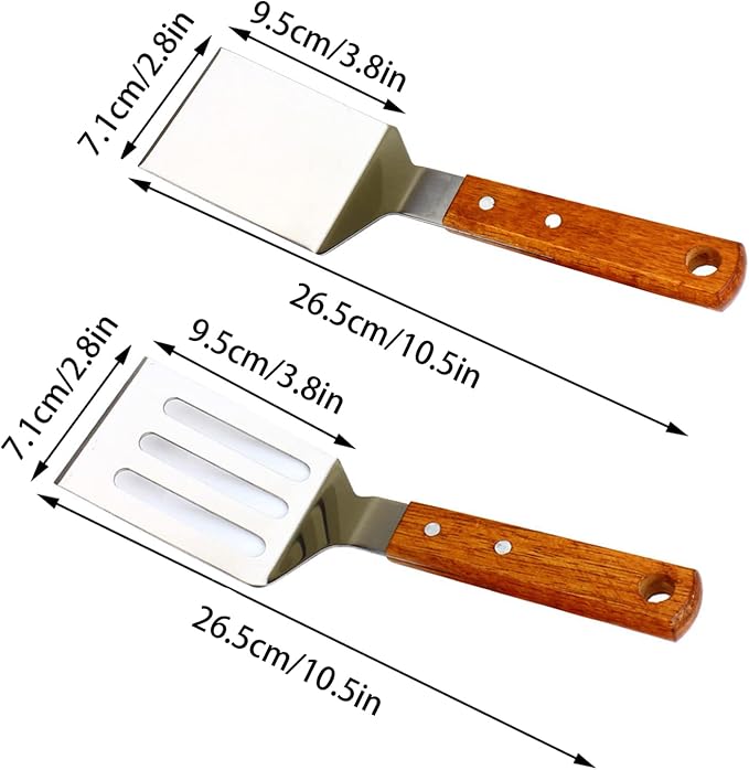 KLAQQED 2 PCS Metal Spatula for Cast Iron Skillet, Stainless Steel Grill - Image 5