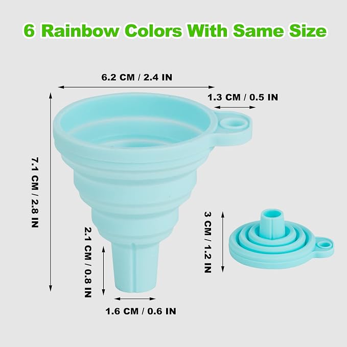 Kitchen Funnel Set 7 Pack, Collapsible Silicone Funnel - Image 3