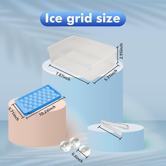 2 Pack Ice Cube Tray with Lid and Bin, Round Ice Cube Trays - Image 5